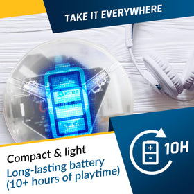 KLIM Discman with USB-C cable and battery indicator showing rechargeable power for long playback