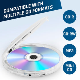 KLIM Discman in commuter setting showing portable use with pouch for travel-friendly listening