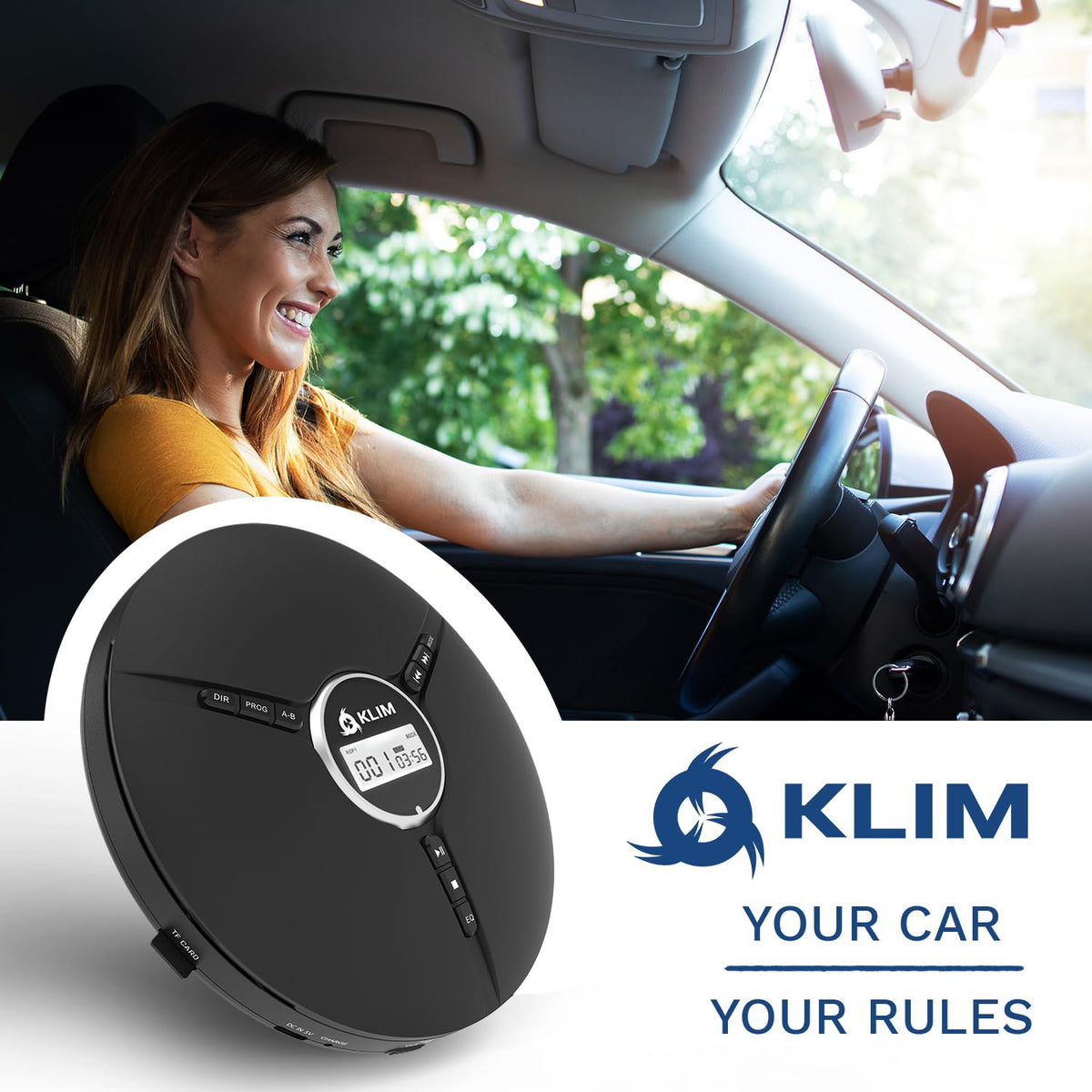 KLIM Discman in a commuter backpack demonstrating reliable playback during travel