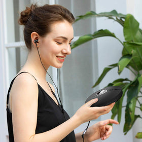 KLIM Discman side ports and controls with USB-C and AUX for versatile connectivity