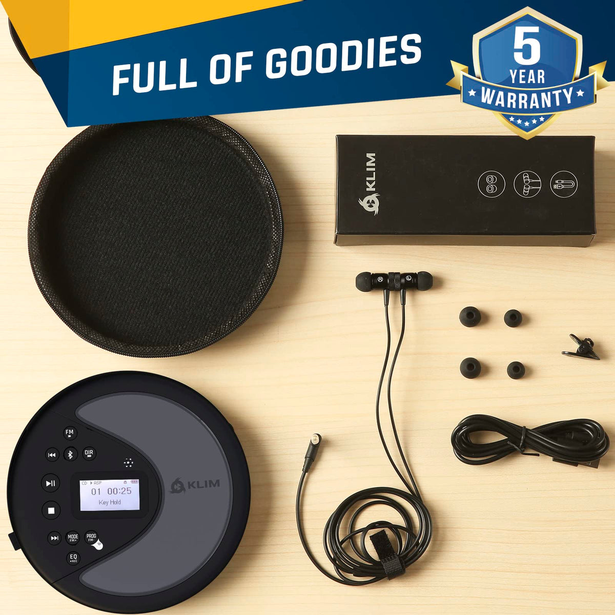 KLIM Discover in a travel setting with backpack, portable entertainment benefit