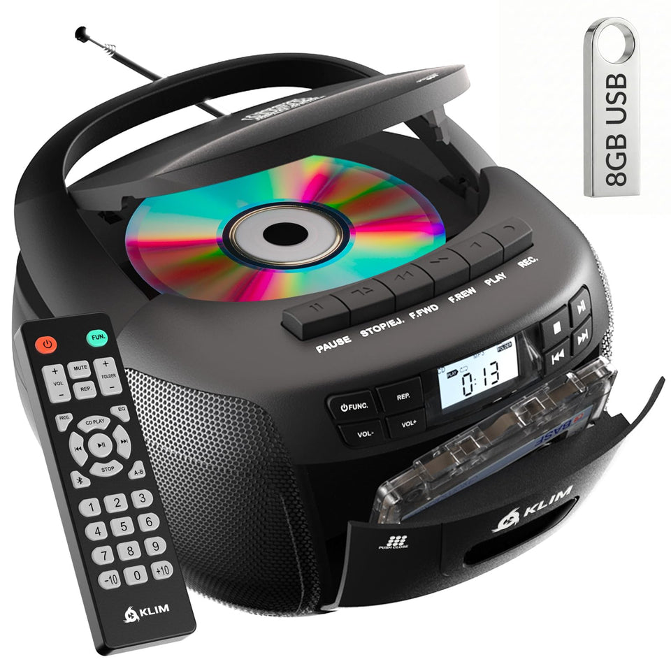 KLIM front view showing speakers and display for clear stereo sound