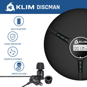 KLIM Fusion earbuds paired with KLIM Discman offering immediate high-quality listening