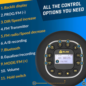 KLIM Journey placed in car console using FM transmitter to play through vehicle radio