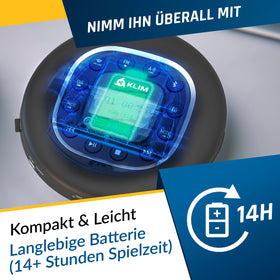 KLIM Journey placed in car cupholder using FM transmitter, seamless car audio integration