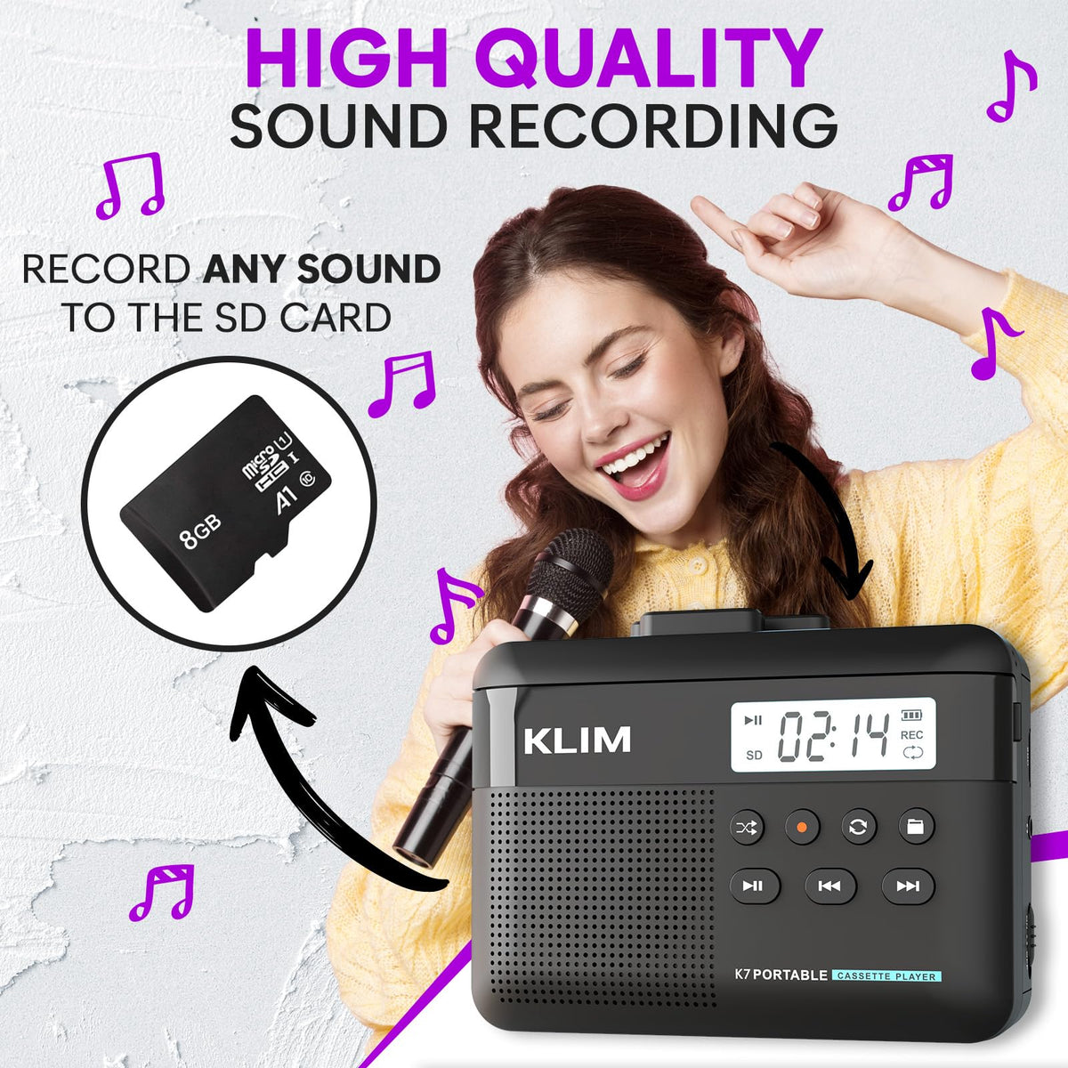 KLIM K7 speaker and microphone area, built-in mic for recording on the move