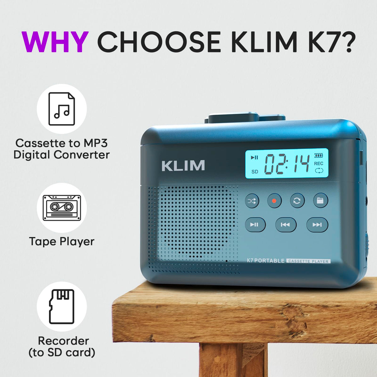 KLIM K7 cassette deck detail highlighting smooth loading and reliable playback
