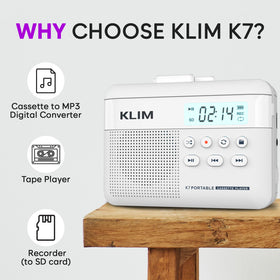 KLIM K7 side controls with buttons visible, quick tape-to-MP3 operation