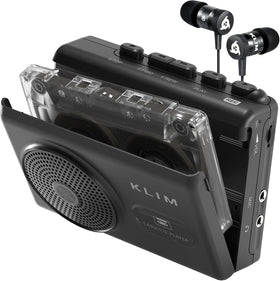 KLIM K9 cassette player front view showing portable design and built-in speaker.