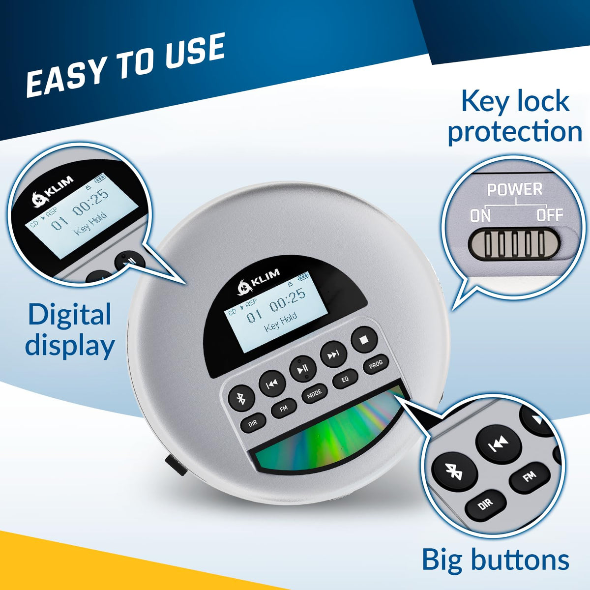 KLIM Nomad Bluetooth and AUX connectivity enables wireless car and home listening.