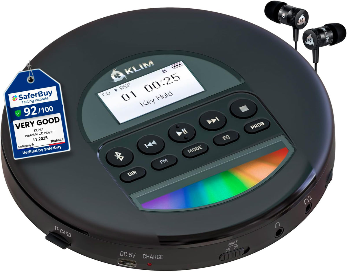 KLIM Nomad front view of the portable CD player for on-the-go listening