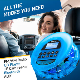 KLIM Nomad Transparent Blue Bluetooth connectivity for wireless music in car or headphones