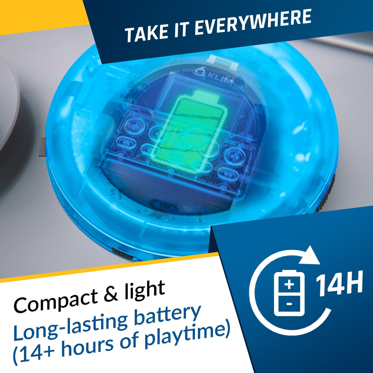 KLIM Nomad Transparent Blue includes KLIM Fusion earbuds for immediate listening