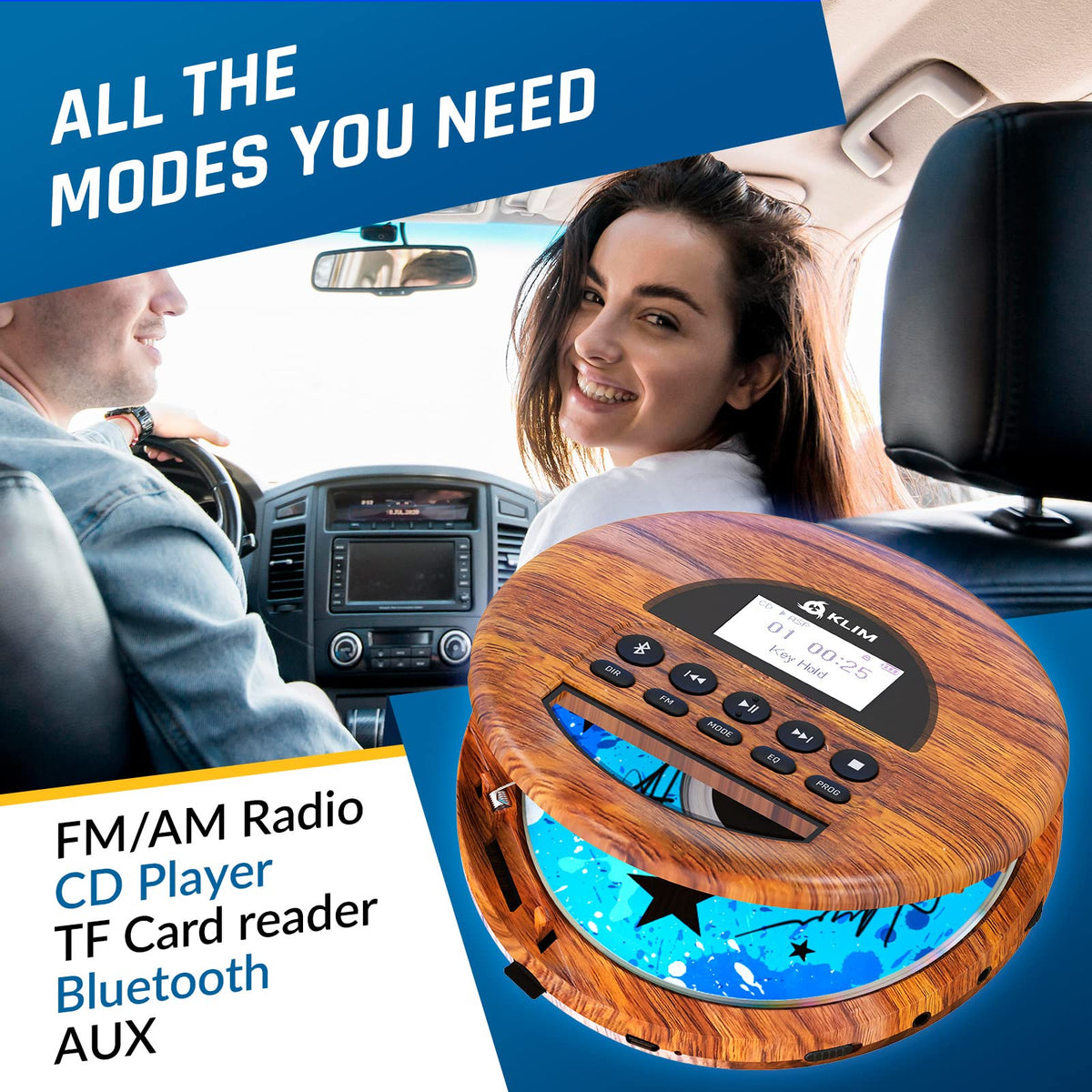 KLIM Fusion earbuds bundled with KLIM Nomad Wood for immediate listening convenience
