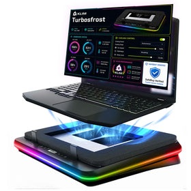 KLIM Turbofrost with 4x4000 RPM fans delivering rapid laptop cooling