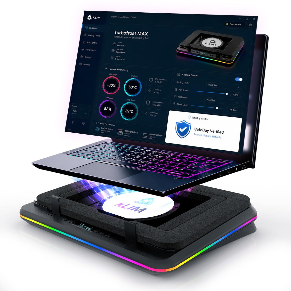 KLIM Turbofrost Max turbofan XL provides powerful cooling for gaming laptops