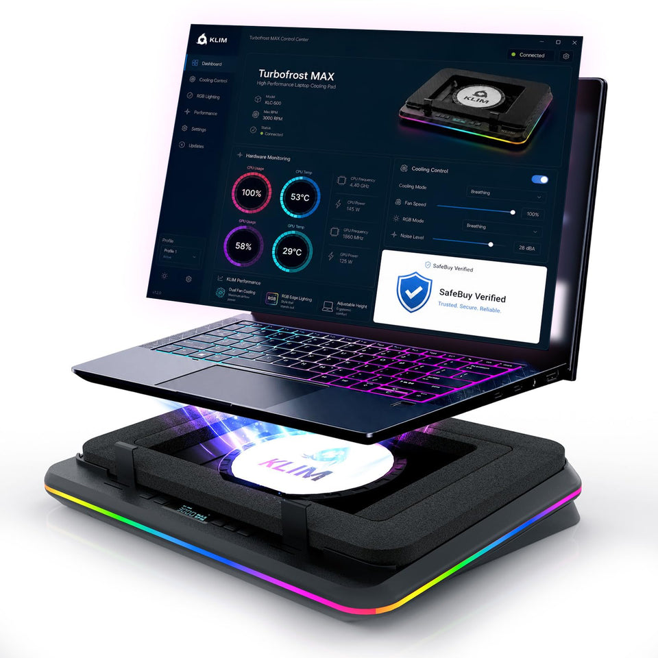 KLIM Turbofrost Max turbofan XL provides powerful cooling for gaming laptops