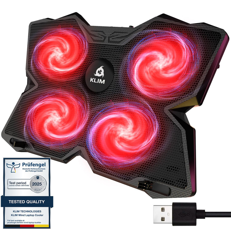 KLIM Wind front view showing four fans and slim profile, boosts cooling efficiency
