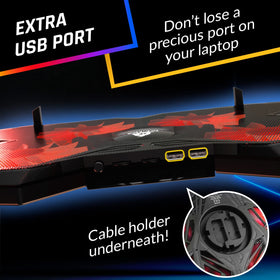 KLIM Wind anti-slip front pegs and textured surface, prevents laptop movement