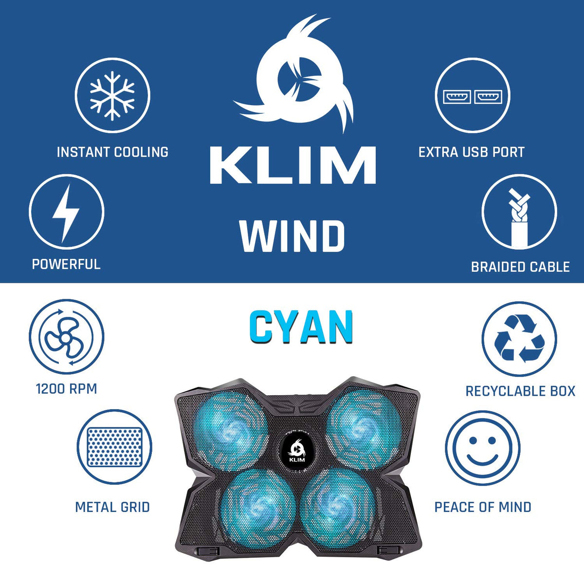 KLIM Wind USB ports close-up showing dual-port convenience for peripherals