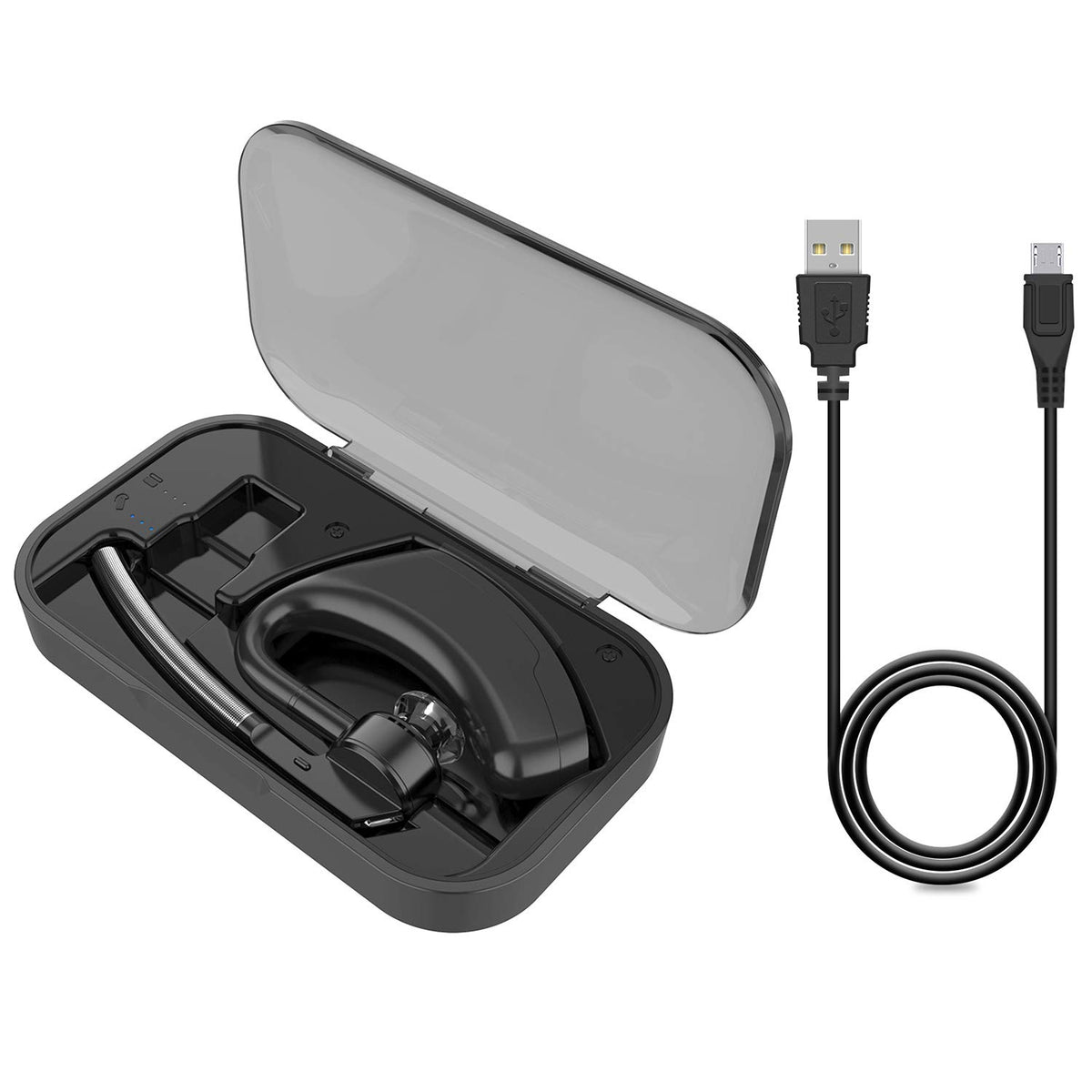 Klipdasse Power Charging Case for Voyager Legend—inside view charging headset on the go.