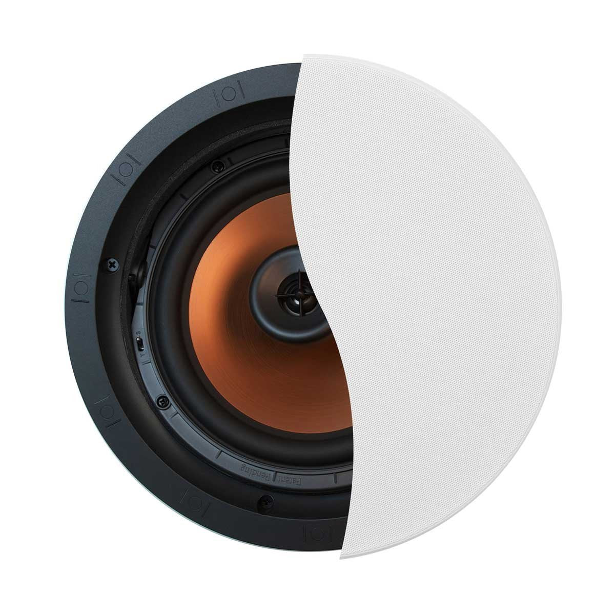 Klipsch CDT-5800-C II in-ceiling speaker, front view, delivers room-filling sound with precise high-frequency detail.