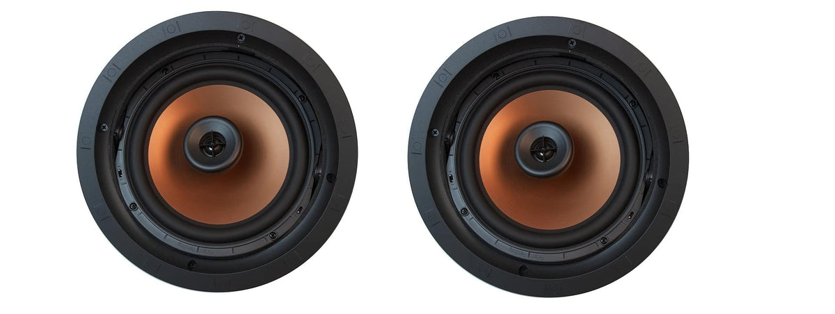 Klipsch CDT-5800-C II tweeter close-up highlights titanium dome for detailed highs.