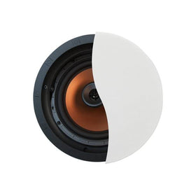 Klipsch CDT-5800-C II woofer close-up reveals cerametallic cone and strong bass.