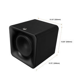 Klipsch Flexus Sub 100 side profile highlights compact footprint for small rooms