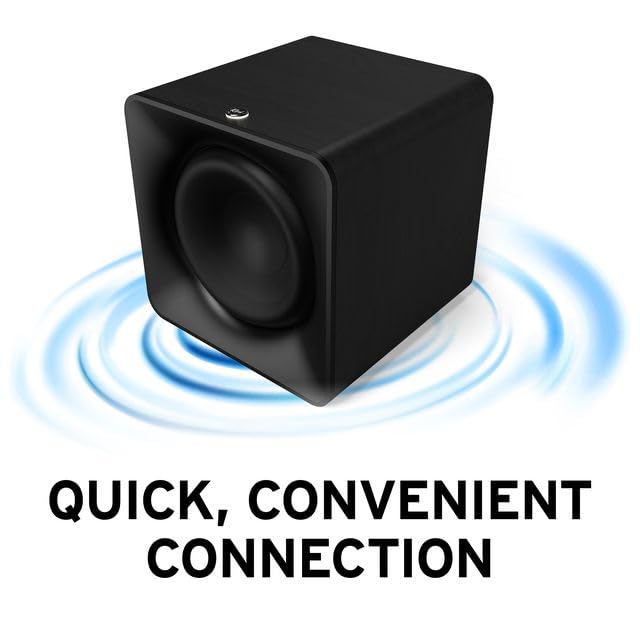 Klipsch Flexus Sub 200 in living room demonstrating immersive home theater setup