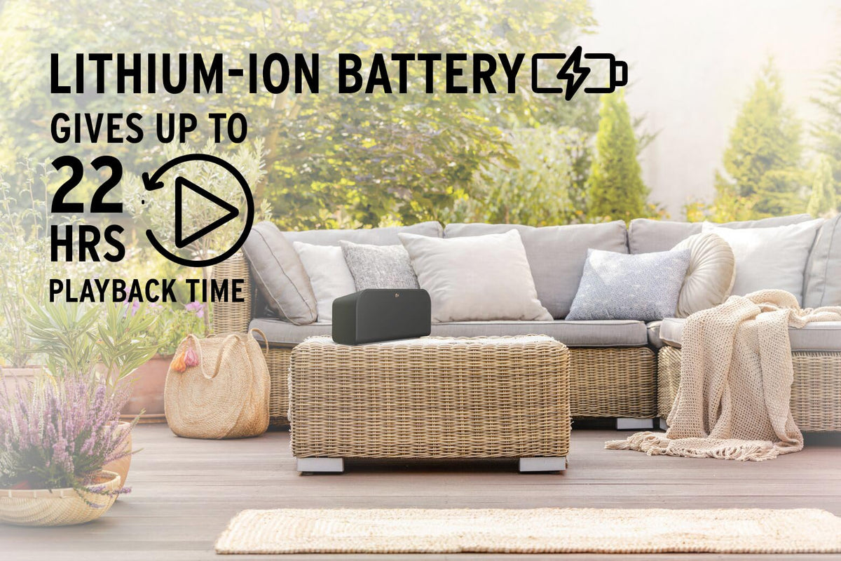 Klipsch Groove XXL battery life depicted for long outdoor use.