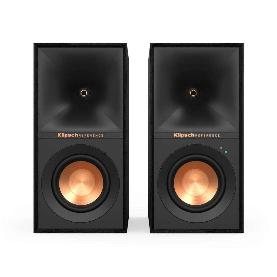 Klipsch R-40PM front view with sleek cabinet for room-filling sound.