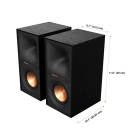 Klipsch R-40PM dual 4-inch woofers deliver smooth bass response.