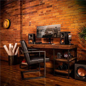 Klipsch R-51PM connectivity panel with Bluetooth and inputs