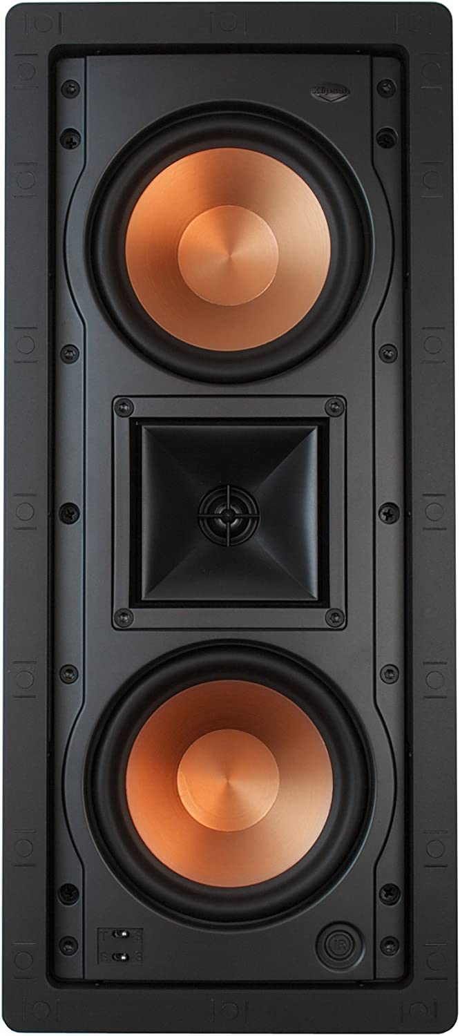Klipsch R-5502-W II installed in-wall with flexible horizontal or vertical mounting options