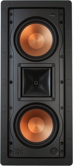Klipsch R-5502-W II installed in-wall with flexible horizontal or vertical mounting options