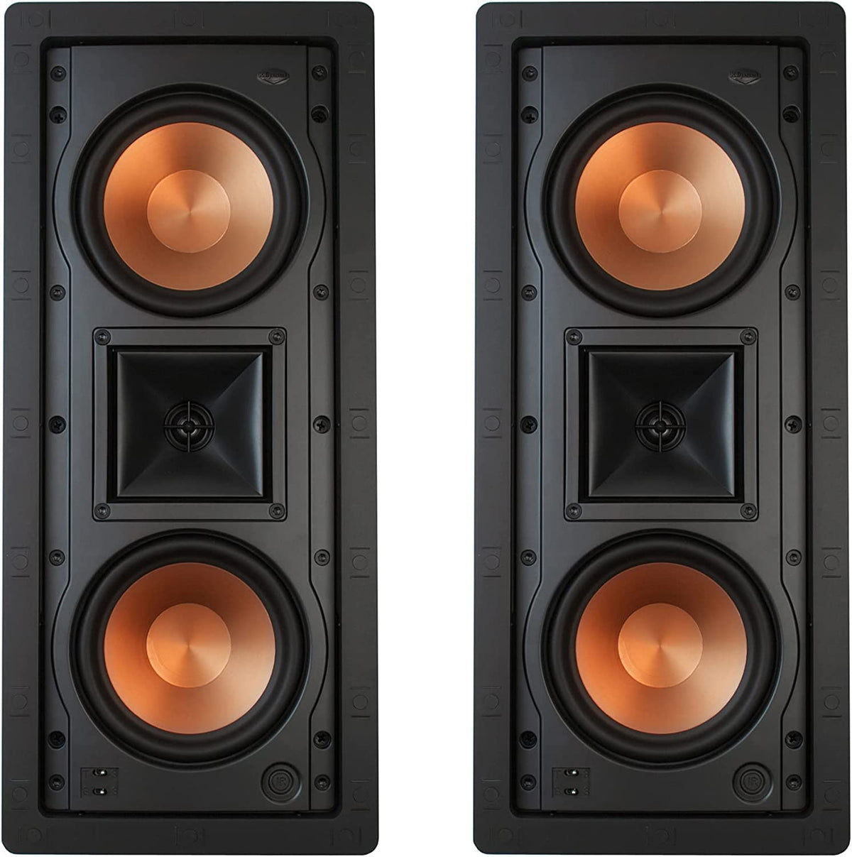 Klipsch R-5502-W II in-wall two-pack unboxed for DIY installation and space-saving setup