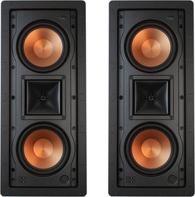 Klipsch R-5502-W II in-wall two-pack unboxed for DIY installation and space-saving setup