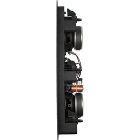 Klipsch R-5502-W II in-wall white grille integrates with decor and space-saving design