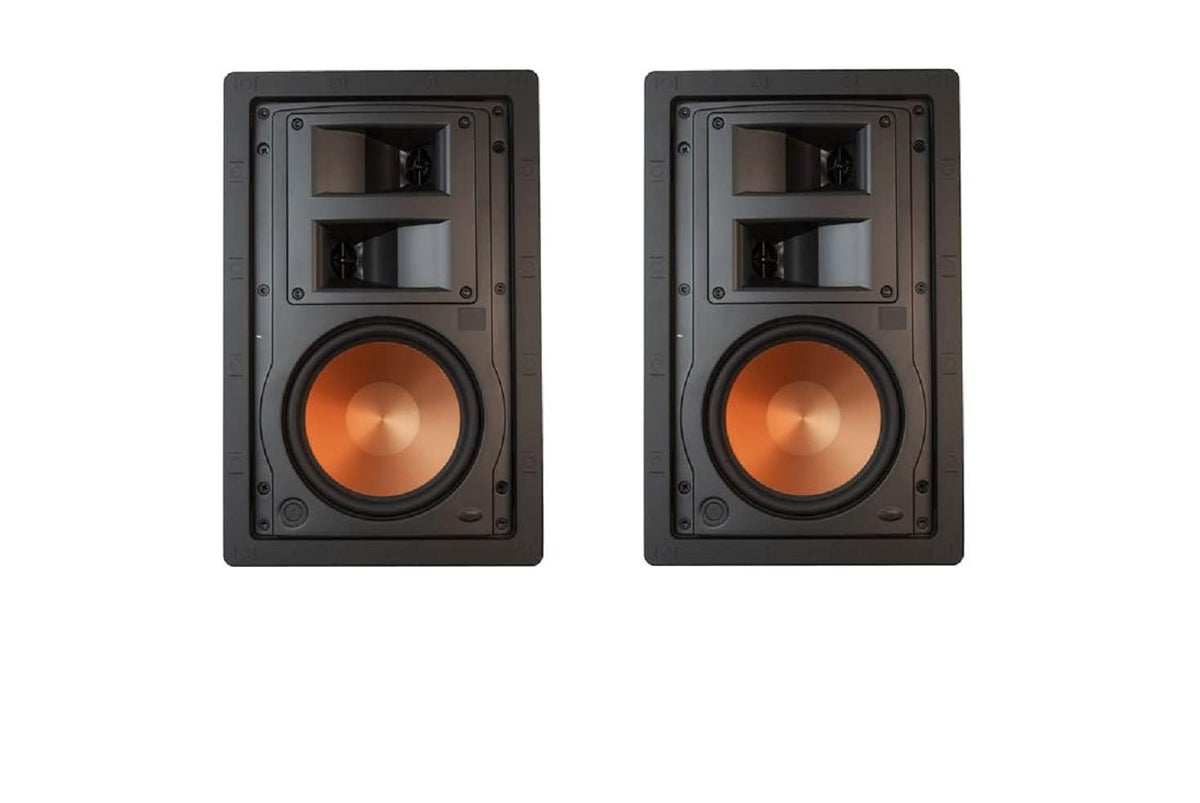Klipsch R-5650-S II in-wall pair front view shows discreet design for clutter-free decor