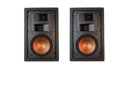 Klipsch R-5650-S II in-wall pair front view shows discreet design for clutter-free decor