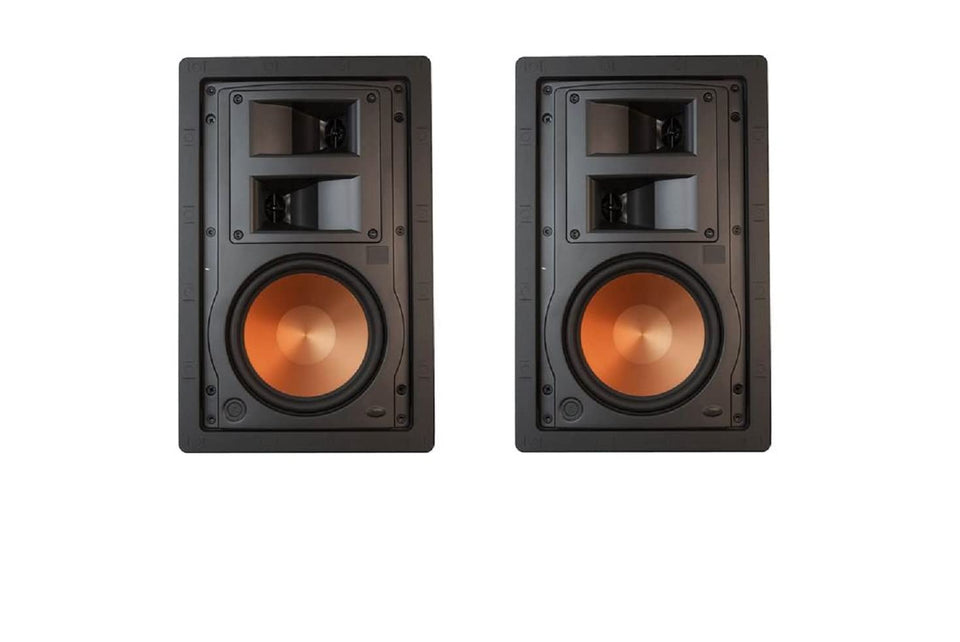 Klipsch R-5650-S II in-wall pair front view shows discreet design for clutter-free decor
