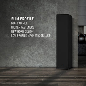 Klipsch R-800F cabinet emphasizes a sleek, modern appearance for contemporary rooms