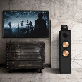 Klipsch R-800F tweeter detail illustrates low‑distortion playback and detailed sound