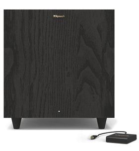 Klipsch R-80SWi front view wireless subwoofer showcasing deep bass potential