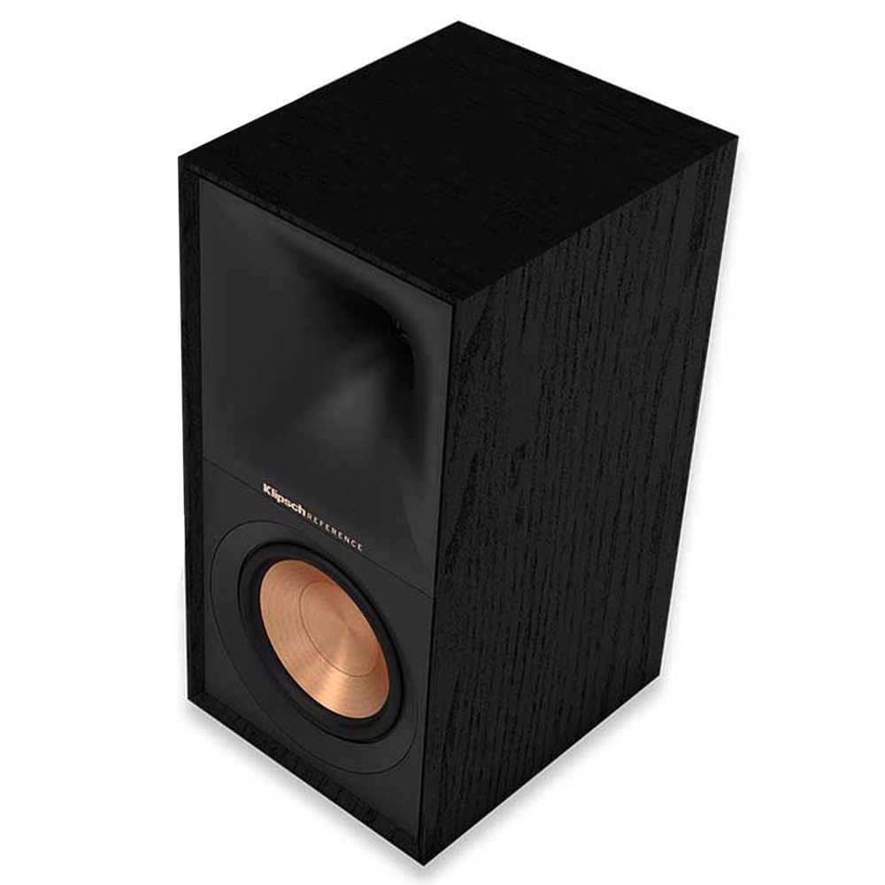 Klipsch R-50M front view showing compact bookshelf design for flexible placement