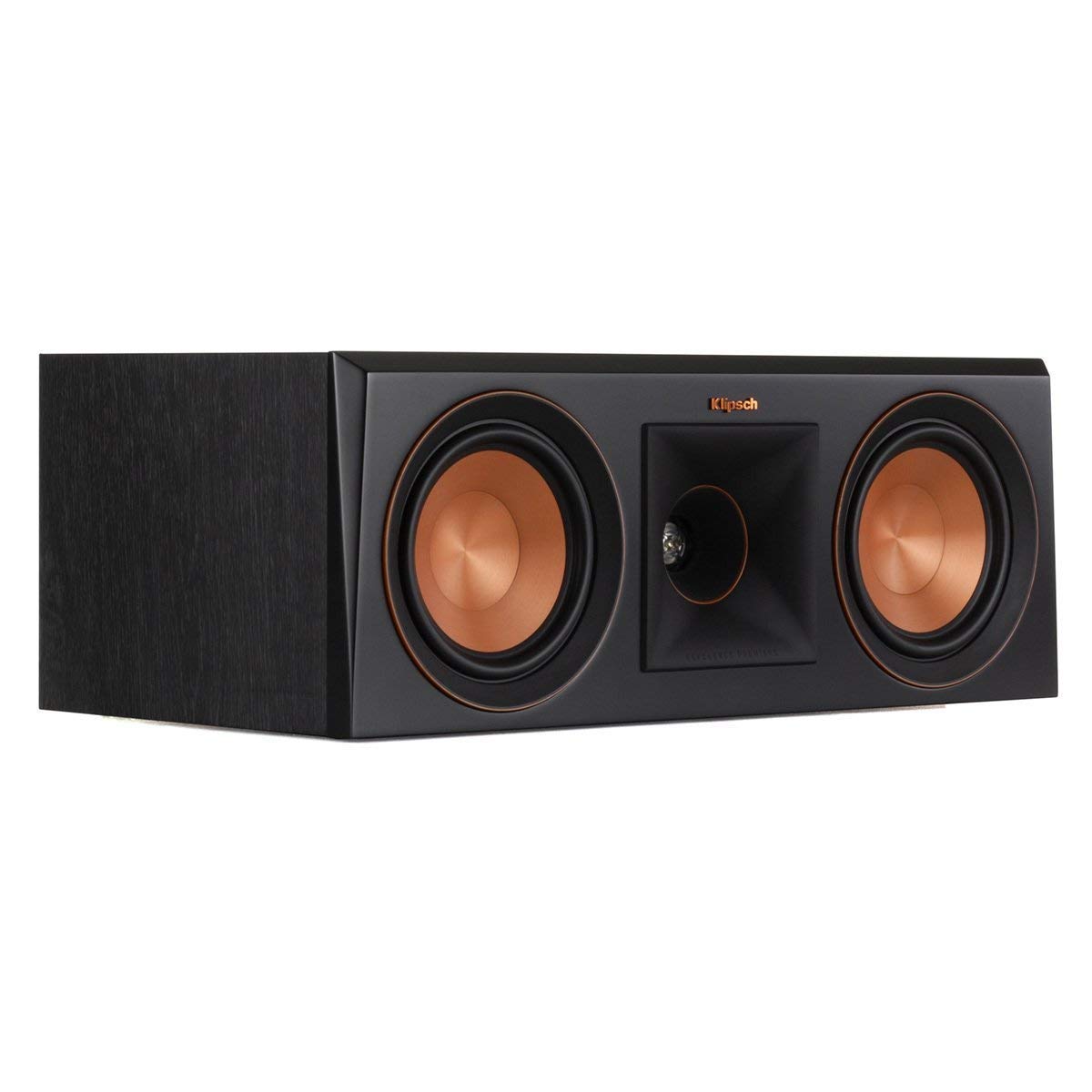 Klipsch RP-500C center speaker front view with ebony finish for immersive dialogue