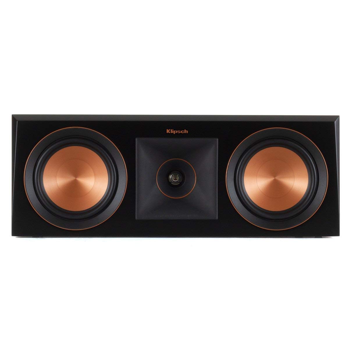 Klipsch RP-500C center grille-off reveals driver details for clarity