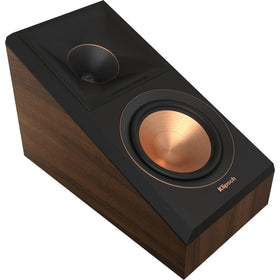 Klipsch RP-500SA II walnut finish adds furniture-grade appeal.