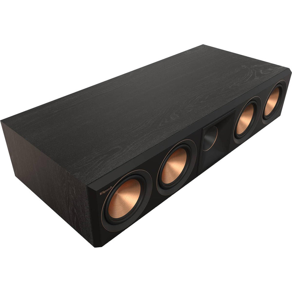 Klipsch RP-504C II front view with ebony finish for immersive dialogue clarity